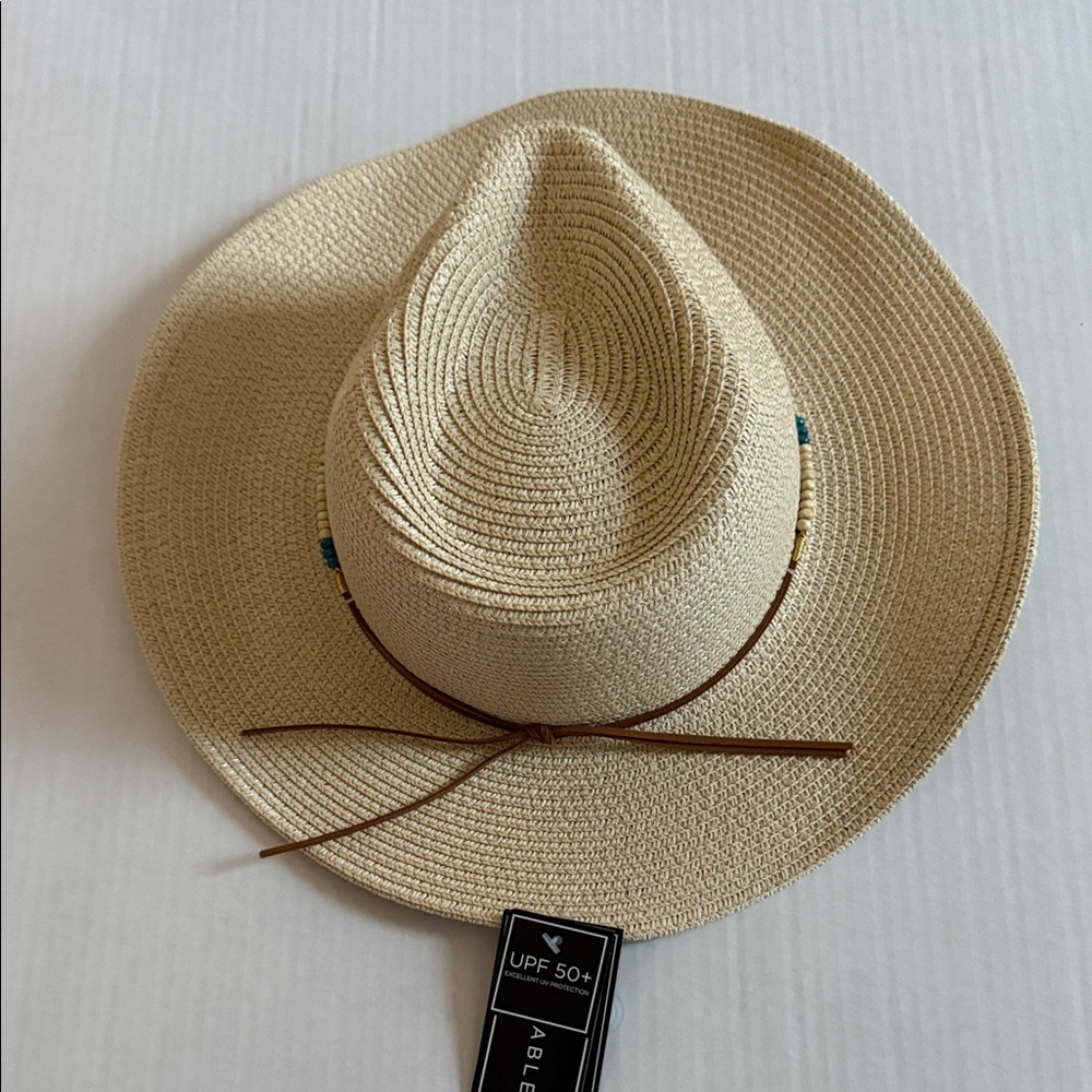 Roper Natural Straw Hat with Beaded Band - Picture 2 of 4